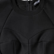 Black Cotton Long Sleeves A-line Mini Dress