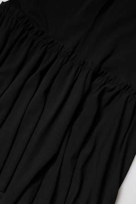 Black Mermaid Cut High Waist Midi Skirt
