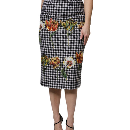 Multicolor Floral Print High Waist Pencil Cut Skirt