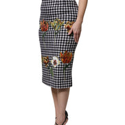 Multicolor Floral Print High Waist Pencil Cut Skirt