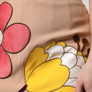 Beige Floral High Waist Pencil Cut Skirt