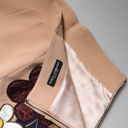 Beige Floral High Waist Pencil Cut Skirt