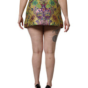 Multicolor Floral Jacquard Mid Waist Mini Skirt