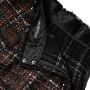 Multicolor High Waist Tartan Tweed Pencil Cut Skirt
