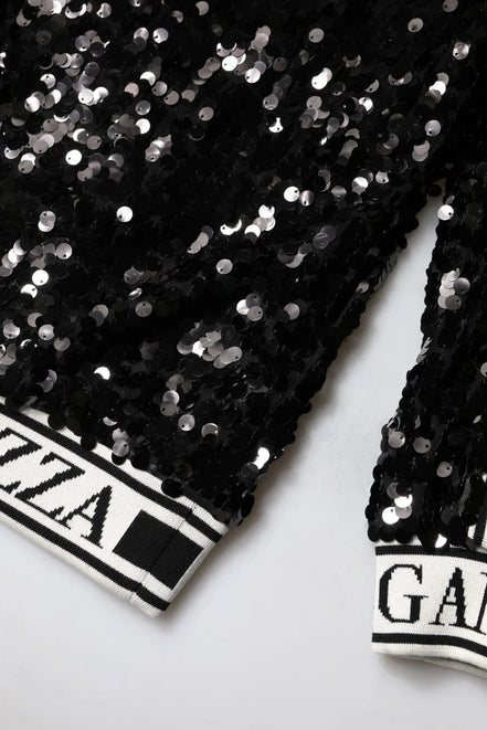 Black DG Queen Sequin Pullover Sweater