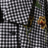 Black White Monochrome Patterned Floral Cape Jacket