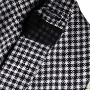 Black White Monochrome Patterned Floral Cape Jacket