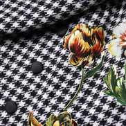 Black White Monochrome Patterned Floral Cape Jacket