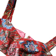 Red Floral Brocade Cropped Bustier Corset Top