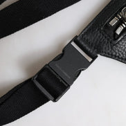 Black Calfskin Logo Plaque Belt Waist Men Fanny Pack Bag