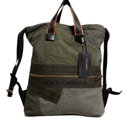 Military Green Patchwork Rucksack Backpack Bag