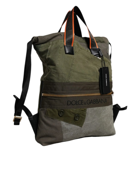 Military Green Patchwork Rucksack Backpack Bag