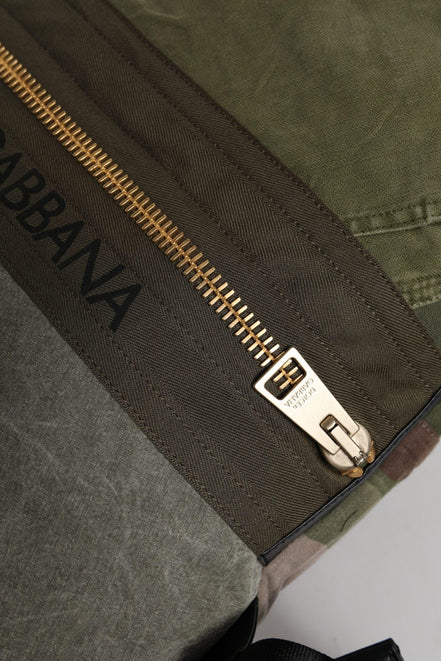 Military Green Patchwork Rucksack Backpack Bag