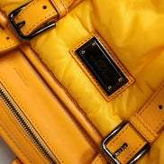 Yellow Orange Nylon Logo Plaque Hand Shoulder Duffle Bag