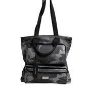 Gray Camo Cotton Multiple Compartments Tote Bag