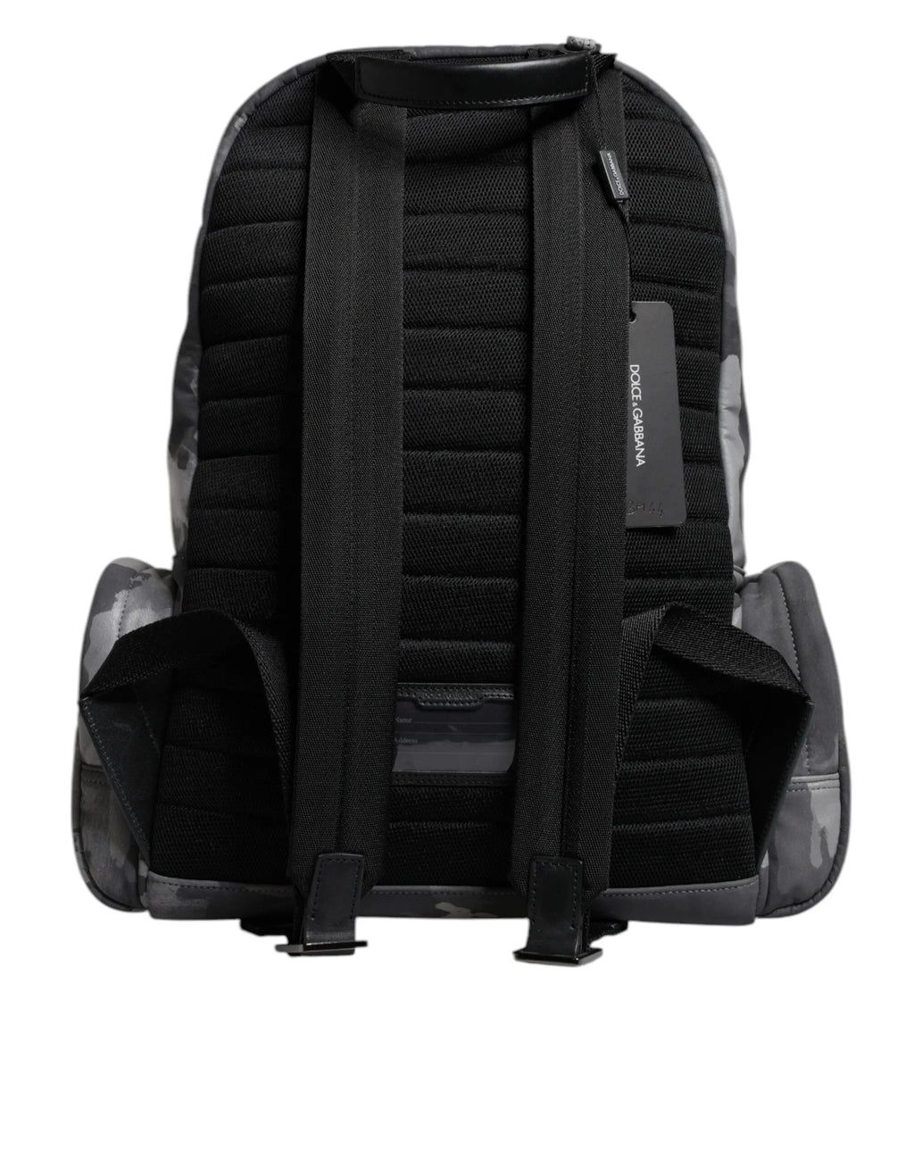 Gray Cotton Camouflage Logo Plaque Backpack Bag