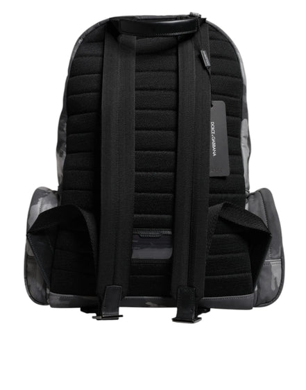 Gray Cotton Camouflage Logo Plaque Backpack Bag