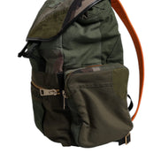 Military Green Patchwork Travel Backpack Bag