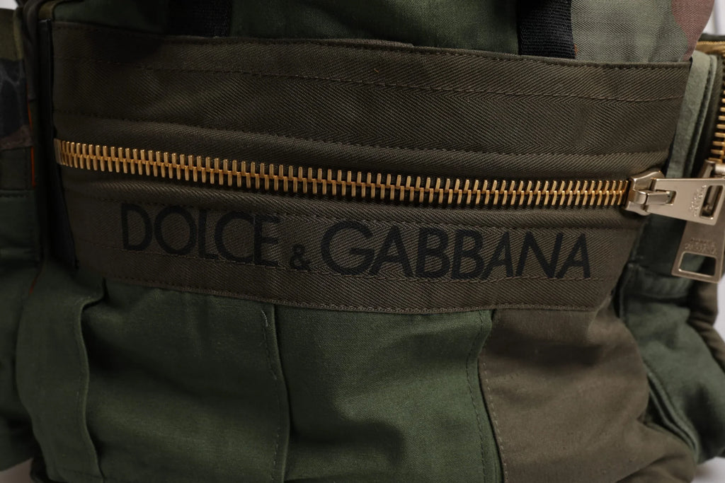 Military Green Patchwork Travel Backpack Bag