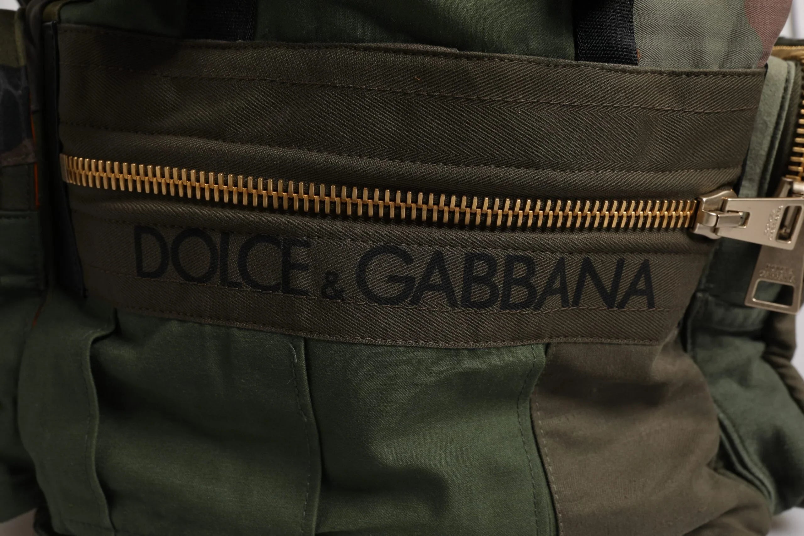 Military Green Patchwork Travel Backpack Bag