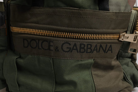 Military Green Patchwork Travel Backpack Bag