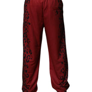 Red Leopard Print Polyester Men Jogger Pants