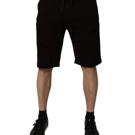 Maroon Cotton Sweatshorts Men Bermuda Shorts