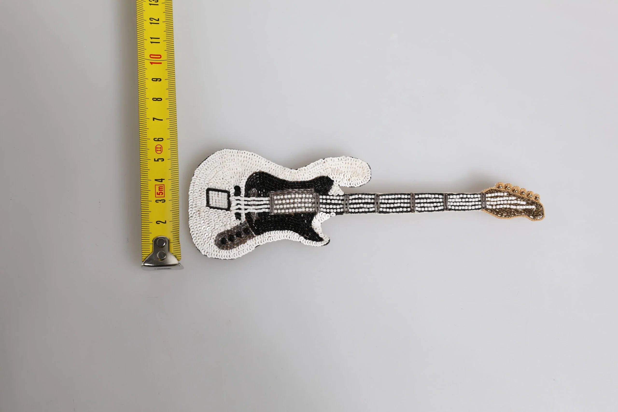 Gold Brass Logo Beaded Guitar Pin Brooch