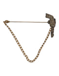 Black Gold Brass Copper Revolver Brooch Lapel Pin