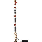 Multicolor Gold Tone Brass Chain DG Logo Dice Bracelet
