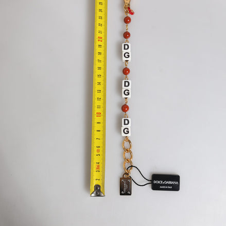 Multicolor Gold Tone Brass Chain DG Logo Dice Bracelet