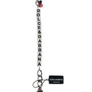 Silver Brass Chain Dice Logo Embellished Charm Bracelet