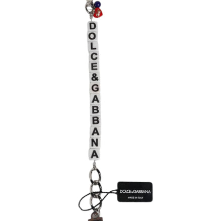Silver Brass Chain Dice Logo Embellished Charm Bracelet