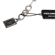 Silver Brass Chain Dice Logo Embellished Charm Bracelet