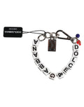 Silver Brass Chain Dice Logo Embellished Charm Bracelet