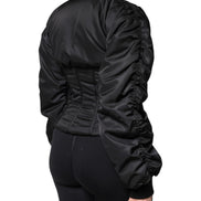 Black Nylon Full Zip Bustier Corset Jacket