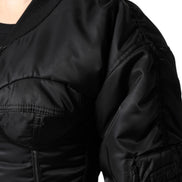Black Nylon Full Zip Bustier Corset Jacket