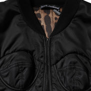 Black Nylon Full Zip Bustier Corset Jacket