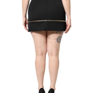 Black Virgin Wool High Waisted Mini Skirt