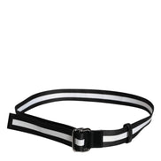 Black Yellow Logo Striped Metal Buckle Belt