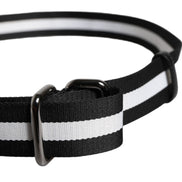 Black Yellow Logo Striped Metal Buckle Belt