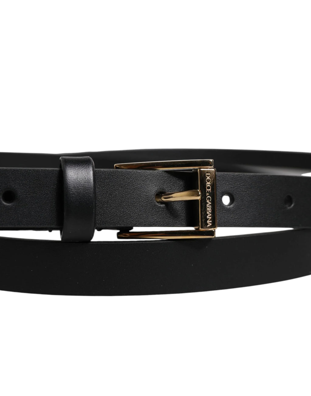 Black Calfskin Classic Metal Logo Buckle Belt