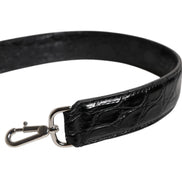 Black Alligator Leather Bag Shoulder Strap