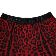 Red Leopard Print Viscose Bermuda Shorts