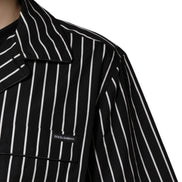 Black White Stripes Cotton Men Pajama Set Sleepwear