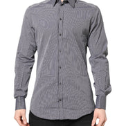 Black White Striped GOLD Formal Dress Shirt