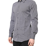 Black White Striped GOLD Formal Dress Shirt