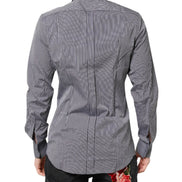 Black White Striped GOLD Formal Dress Shirt