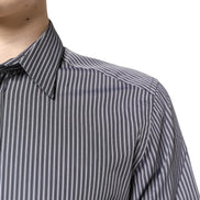 Black White Striped GOLD Formal Dress Shirt