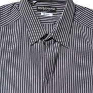 Black White Striped GOLD Formal Dress Shirt